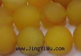 CAG6722 15 inches 12mm round yellow pilates agate beads