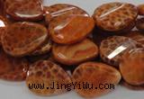 CAG674 15.5 inch 15*20mm faceted teardrop twisted natural fire agate beads
