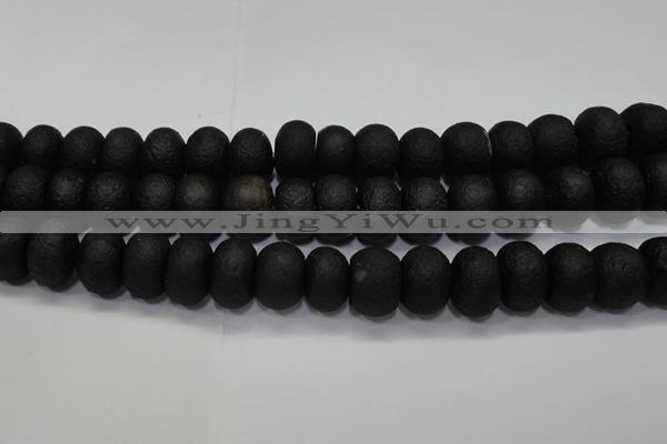 CAG6749 15 inches 12*16mm rondelle black pilates agate beads