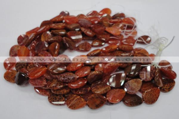 CAG675 15.5 inch 18*25mm faceted teardrop twisted natural fire agate beads