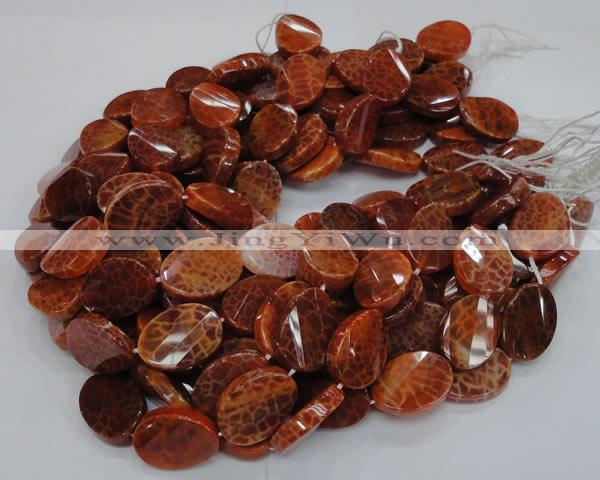 CAG678 15.5 inches 18*25mm twisted oval natural fire agate beads