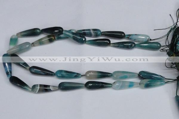 CAG6894 15.5 inches 10*30mm faceted teardrop line agate beads