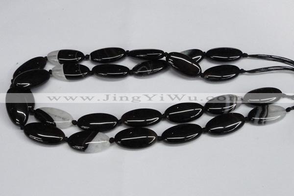 CAG6920 15.5 inches 15*30mm oval black line agate beads