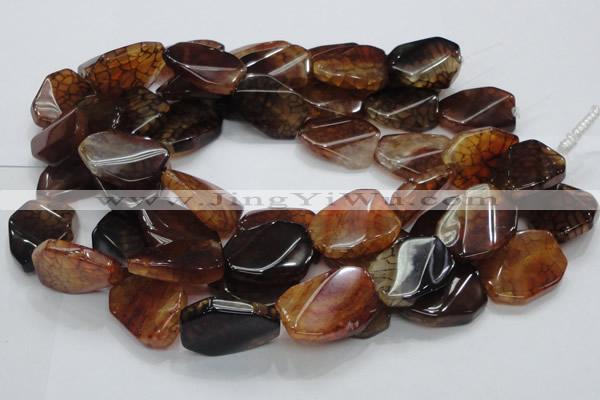 CAG696 15.5 inches 22*32mm twisted freeform dragon veins agate beads
