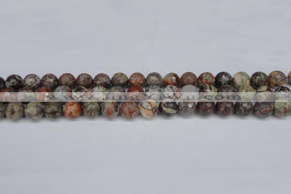 CAG7013 15.5 inches 10mm faceted round ocean agate gemstone beads