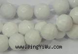 CAG712 15.5 inches 10mm faceted round white agate gemstone beads