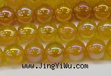 CAG7121 15.5 inches 6mm round AB-color yellow agate gemstone beads