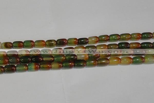 CAG7176 15.5 inches 10*14mm drum rainbow agate gemstone beads