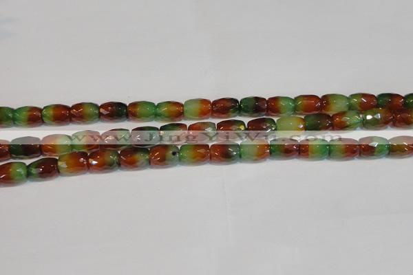CAG7178 15.5 inches 8*12mm faceted drum rainbow agate gemstone beads