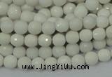 CAG7185 15.5 inches 3mm faceted round white agate gemstone beads