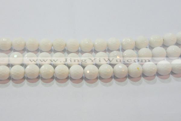 CAG7186 15.5 inches 16mm faceted round white agate gemstone beads