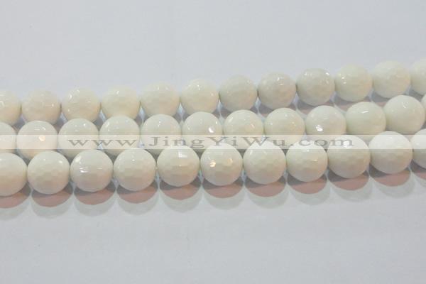 CAG7188 15.5 inches 20mm faceted round white agate gemstone beads