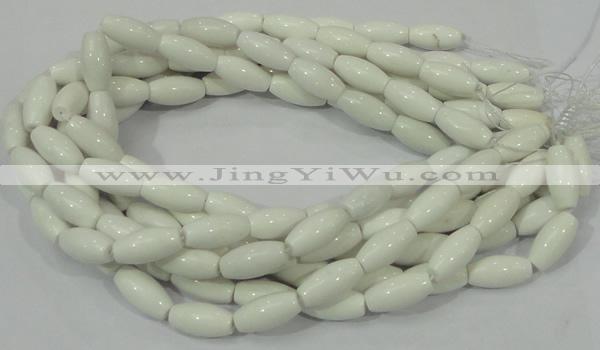 CAG719 15.5 inches 10*20mm rice white agate gemstone beads wholesale