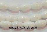 CAG7201 15.5 inches 6*9mm rice white agate gemstone beads