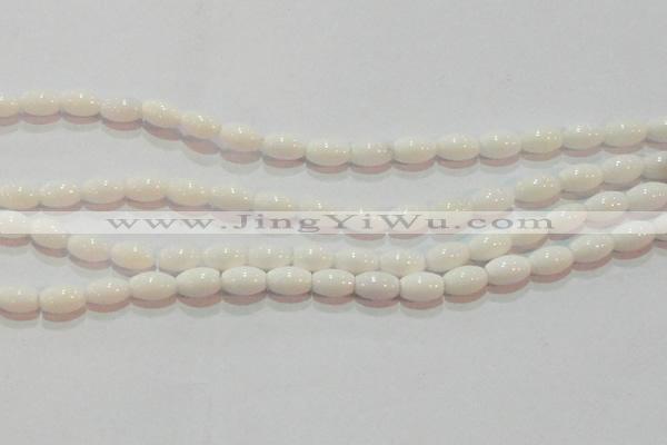CAG7201 15.5 inches 6*9mm rice white agate gemstone beads