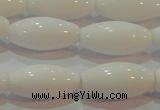 CAG7205 15.5 inches 8*16mm rice white agate gemstone beads
