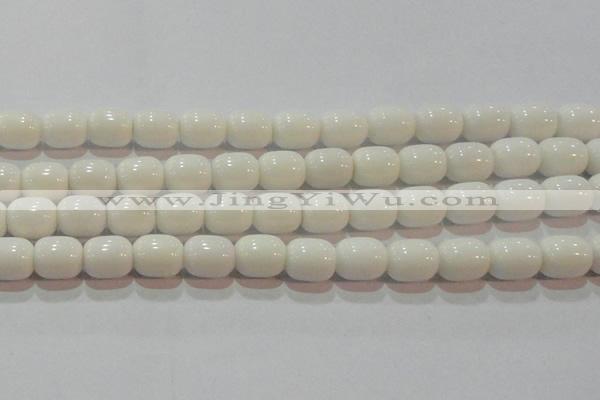 CAG7211 15.5 inches 10*12mm drum white agate gemstone beads