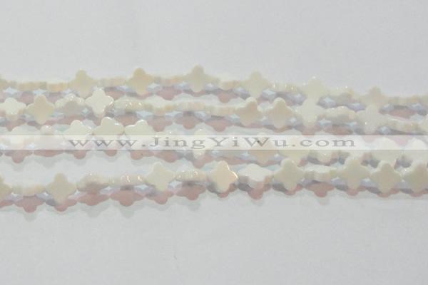 CAG7217 15.5 inches 10*10mm flower white agate gemstone beads