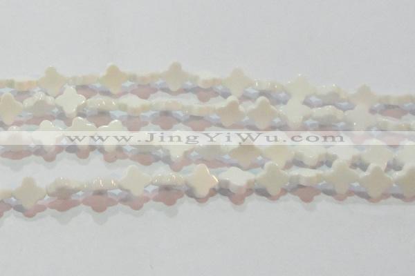 CAG7218 15.5 inches 12*12mm flower white agate gemstone beads
