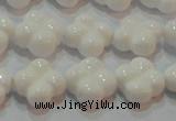 CAG7220 15.5 inches 12*12mm carved flower white agate gemstone beads