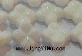 CAG7222 15.5 inches 16*16mm carved flower white agate gemstone beads