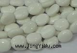 CAG723 15.5 inches 8*10mm oval white agate gemstone beads wholesale