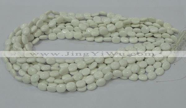 CAG723 15.5 inches 8*10mm oval white agate gemstone beads wholesale
