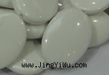 CAG725 15.5 inches 20*30mm oval white agate gemstone beads wholesale