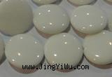 CAG7251 15.5 inches 10mm flat round white agate gemstone beads