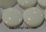 CAG7255 15.5 inches 18mm flat round white agate gemstone beads
