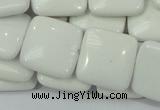 CAG726 15.5 inches 20*20mm square white agate gemstone beads