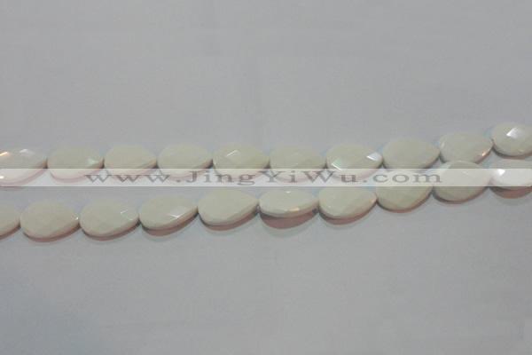 CAG7264 15.5 inches 10*14mm faceted flat teardrop white agate beads