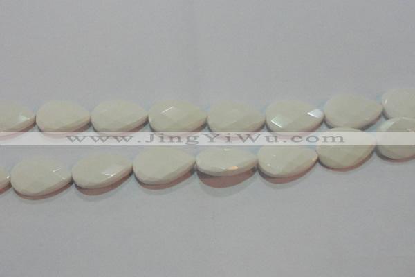 CAG7267 15.5 inches 15*20mm faceted flat teardrop white agate beads