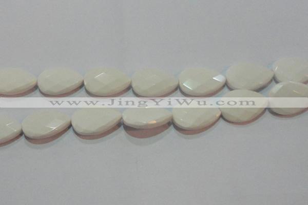 CAG7268 15.5 inches 18*25mm faceted flat teardrop white agate beads