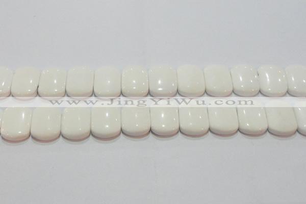 CAG7275 15.5 inches 18*25mm rectangle double drilled white agate beads