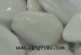 CAG730 15.5 inches 20*30mm faceted freeform white agate beads