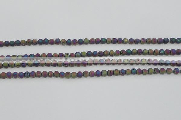 CAG7449 15.5 inches 6mm round plated druzy agate beads wholesale