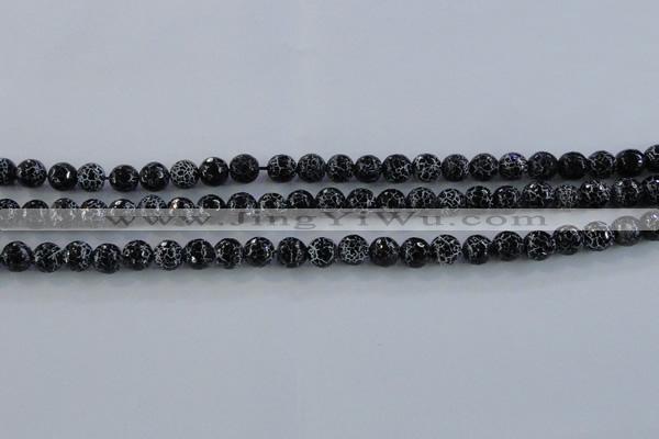 CAG7601 15.5 inches 6mm faceted round frosted agate beads wholesale