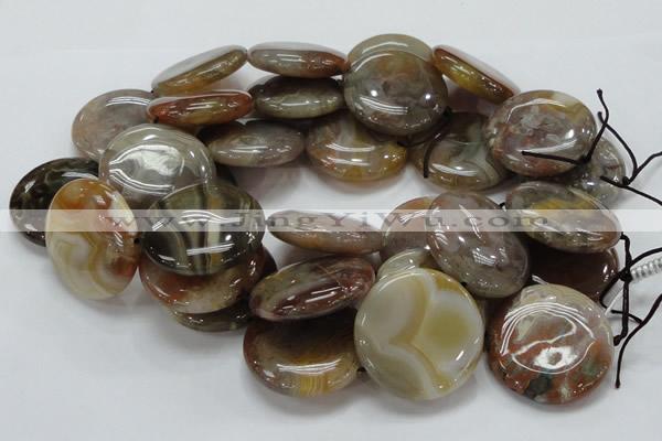 CAG781 15.5 inches 40mm flat round yellow agate gemstone beads