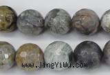CAG7871 15.5 inches 16mm faceted round silver needle agate beads