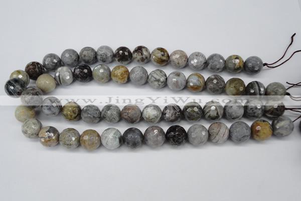 CAG7873 15.5 inches 20mm faceted round silver needle agate beads