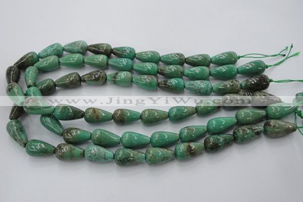 CAG7898 15.5 inches 12*16mm teardrop grass agate beads wholesale