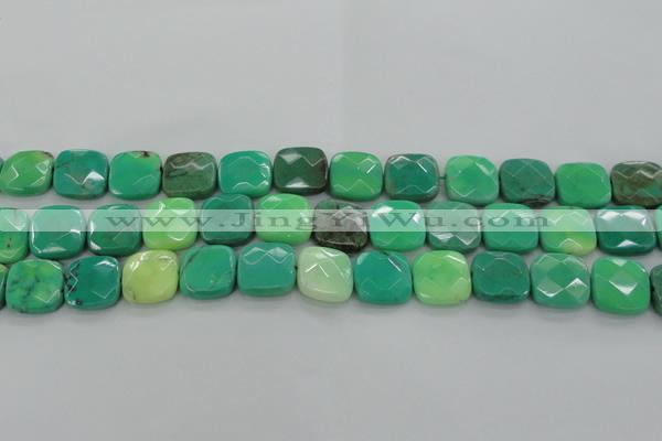 CAG7915 15.5 inches 18*18mm faceted square grass agate beads