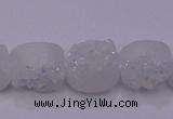 CAG7945 7.5 inches 8*10mm oval plated white druzy agate beads