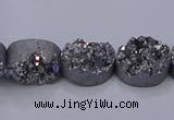 CAG7953 7.5 inches 8*10mm oval plated white druzy agate beads