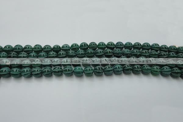 CAG8005 15.5 inches 8mm carved round green agate beads