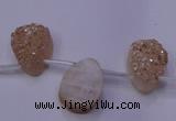 CAG8121 Top drilled 15*20mm teardrop champagne plated druzy agate beads
