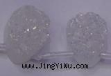 CAG8139 Top drilled 22*30mm teardrop white plated druzy agate beads