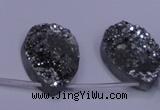 CAG8142 Top drilled 30*40mm teardrop silver plated druzy agate beads
