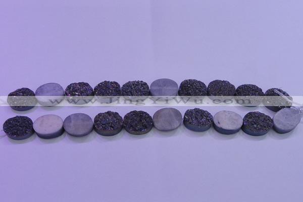 CAG8174 7.5 inches 13*18mm oval rainbow plated druzy agate beads